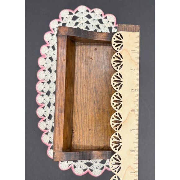 VTG Miniature Dry Sink Bar Wooden Box Lidded Trinket Recipe Box - Picture 9 of 10